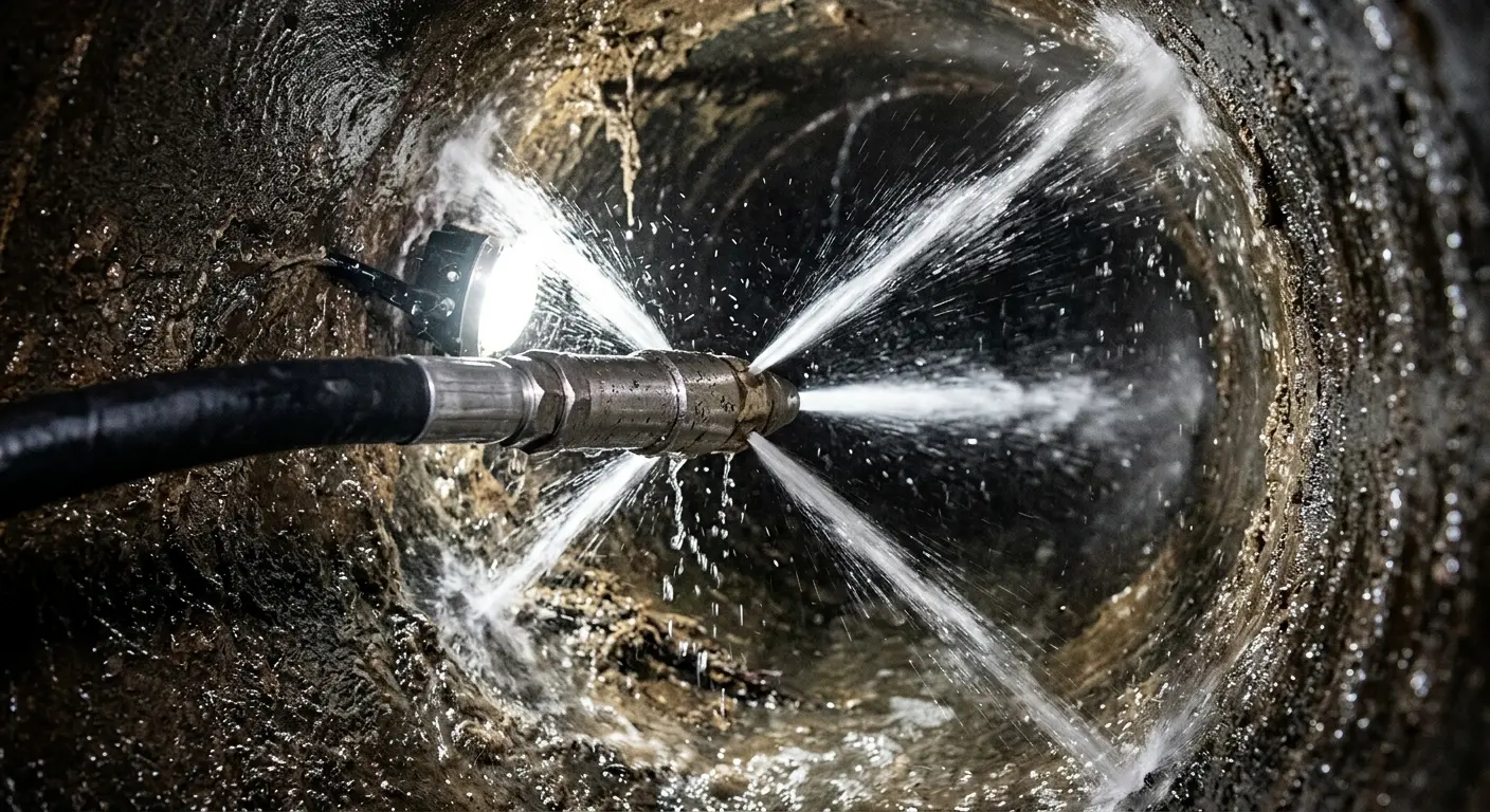 High-pressure hydro jetting nozzle cleaning sewer pipe for Storm Drain Cleaning in Alton